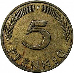 Large Reverse for 5 Pfennig 1949 coin