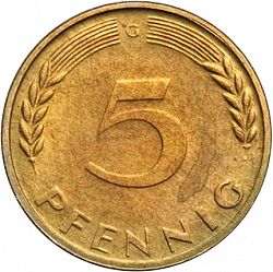 Large Reverse for 5 Pfennig 1950 coin