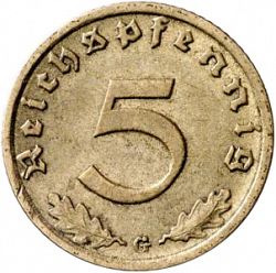 Large Reverse for 5 Reichspfenning 1936 coin