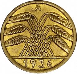Large Obverse for 5 Pfenning 1936 coin