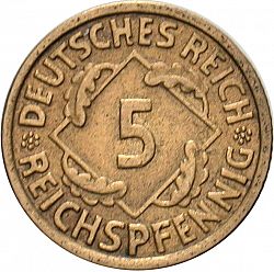 Large Obverse for 5 Pfenning 1936 coin