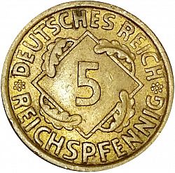 Large Reverse for 5 Pfenning 1936 coin