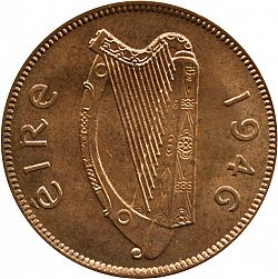 Large Obverse for 1/2d - Halfpenny 1946 coin