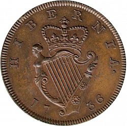Large Reverse for Halfpenny 1736 coin