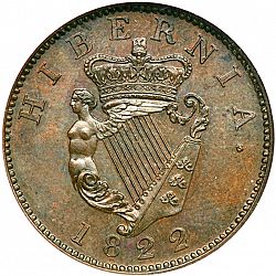 Large Reverse for Halfpenny 1822 coin