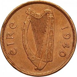 Large Obverse for 1d - Penny 1940 coin