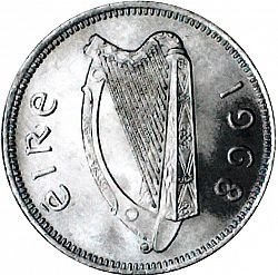 Large Obverse for 1s - Shilling 1968 coin