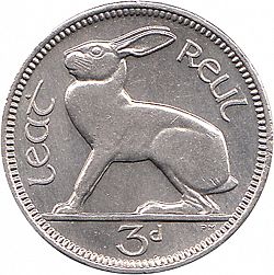 Large Reverse for 3d - 3 Pence 1939 coin