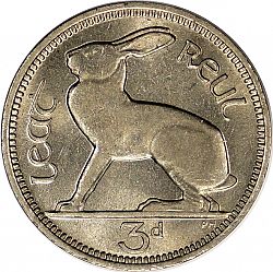 Large Reverse for 3d - 3 Pence 1953 coin