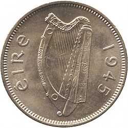 Large Obverse for 6d - 6 Pence 1945 coin