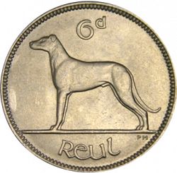Large Reverse for 6d - 6 Pence 1955 coin