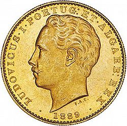 Large Obverse for 10000 Réis ( Coroa ) 1889 coin