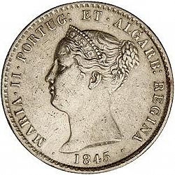 Large Obverse for 1000 Réis ( 10 Tostôes ) 1845 coin