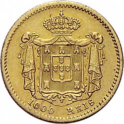 Large Reverse for 1000 Réis ( 1/10 Coroa ) 1855 coin