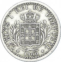 Large Obverse for 100 Réis ( Tostâo ) 1900 coin