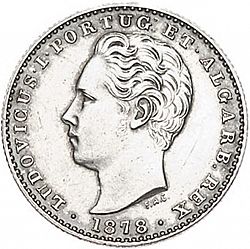 Large Obverse for 100 Réis ( Tostâo ) 1878 coin