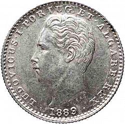 Large Obverse for 100 Réis ( Tostâo ) 1889 coin