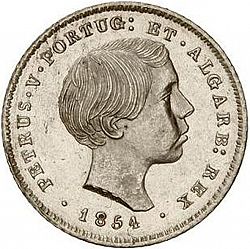 Large Obverse for 100 Réis ( Tostâo ) 1854 coin