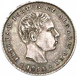 Large Obverse for 100 Réis ( Tostâo ) 1859 coin