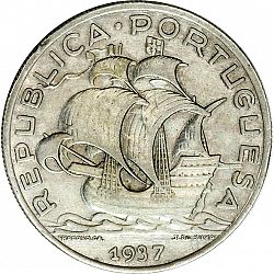 Large Obverse for 10 Escudos 1937 coin