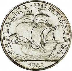 Large Obverse for 10 Escudos 1942 coin