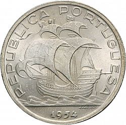 Large Obverse for 10 Escudos 1954 coin