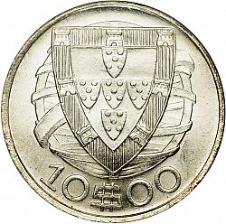 Large Reverse for 10 Escudos 1942 coin