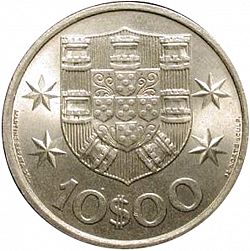 Large Reverse for 10 Escudos 1973 coin