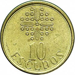 Large Reverse for 10 Escudos 1986 coin