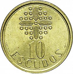 Large Reverse for 10 Escudos 1988 coin