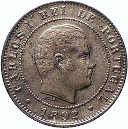 Large Obverse for 10 Réis 1892 coin