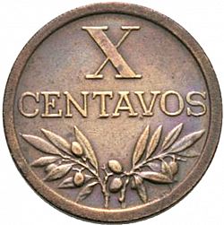 Large Obverse for 10 Centavos 1952 coin