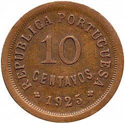 Large Reverse for 10 Centavos 1925 coin