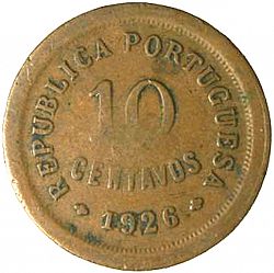 Large Reverse for 10 Centavos 1926 coin