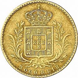 Large Reverse for 2000 Réis ( Quinto de  Coroa ) 1865 coin