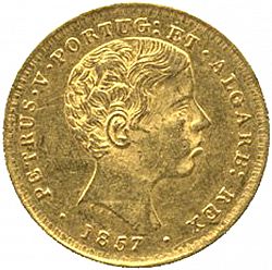 Large Obverse for 2000 Réis ( 1/5 Coroa ) 1857 coin