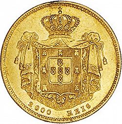 Large Reverse for 2000 Réis ( 1/5 Coroa ) 1859 coin
