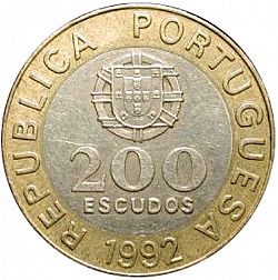 Large Reverse for 200 Escudos 1992 coin