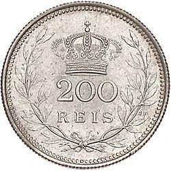 Large Reverse for 200 Réis 1909 coin