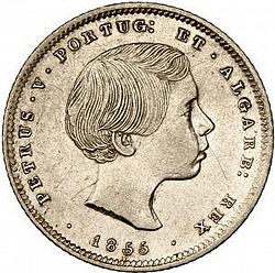 Large Obverse for 200 Réis ( 2 Tostôes ) 1855 coin