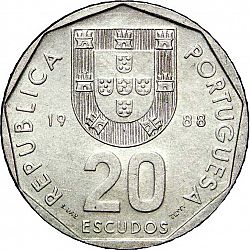 Large Obverse for 20 Escudos 1988 coin