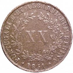 Large Reverse for 20 Réis ( Vintém ) 1851 coin
