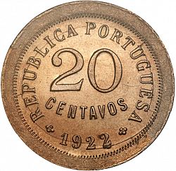 Large Reverse for 20 Centavos 1922 coin
