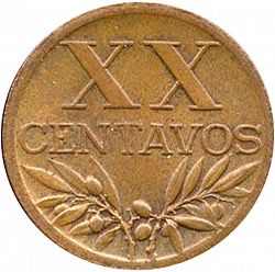 Large Reverse for 20 Centavos 1945 coin
