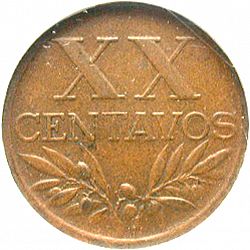 Large Reverse for 20 Centavos 1951 coin