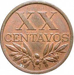 Large Reverse for 20 Centavos 1968 coin