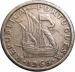 Large Obverse for 2,50 Escudos 1968 coin