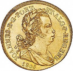 Large Obverse for 3200 Réis ( Meia Peça ) 1805 coin