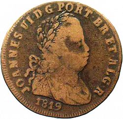 Large Obverse for 40 Réis ( Pataco ) 1819 coin