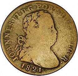 Large Obverse for 40 Réis ( Pataco ) 1821 coin